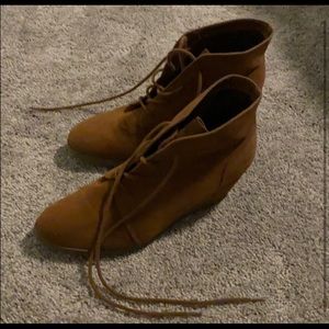 Suede Wedged Ankle Booties